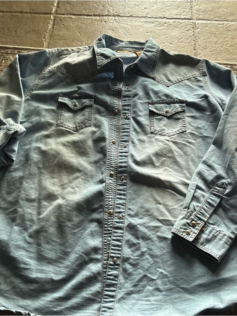 Wrangler Light Blue Denim Western Snap Shirt